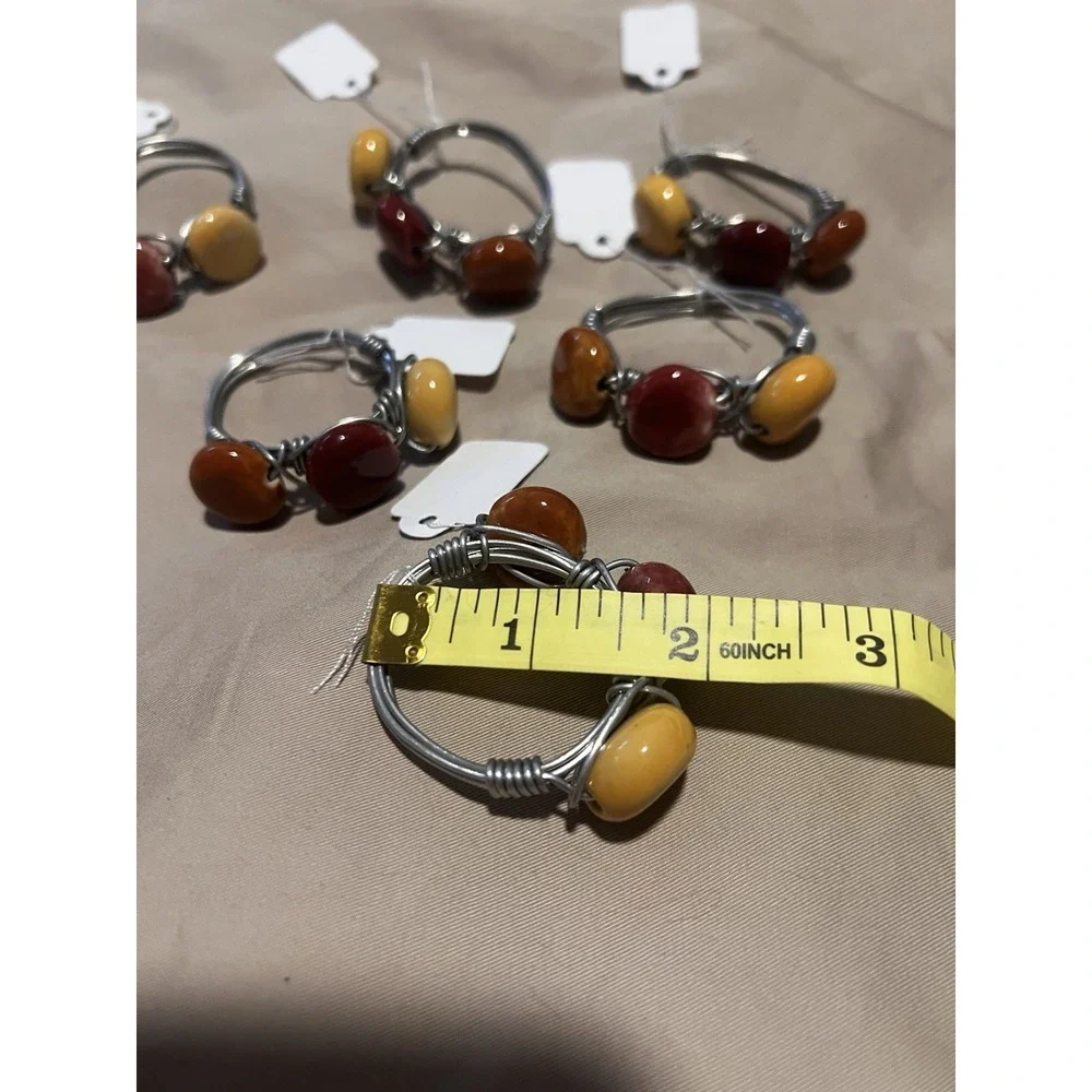 Set 6 Beaded Napkin Rings Napkin Holders‎ Harvest Fall Autumn Colors Table Decor